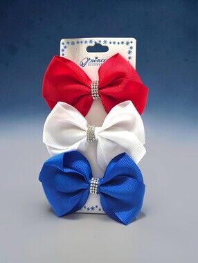 Grosgrain Bow Trio with Rhinestone Centers